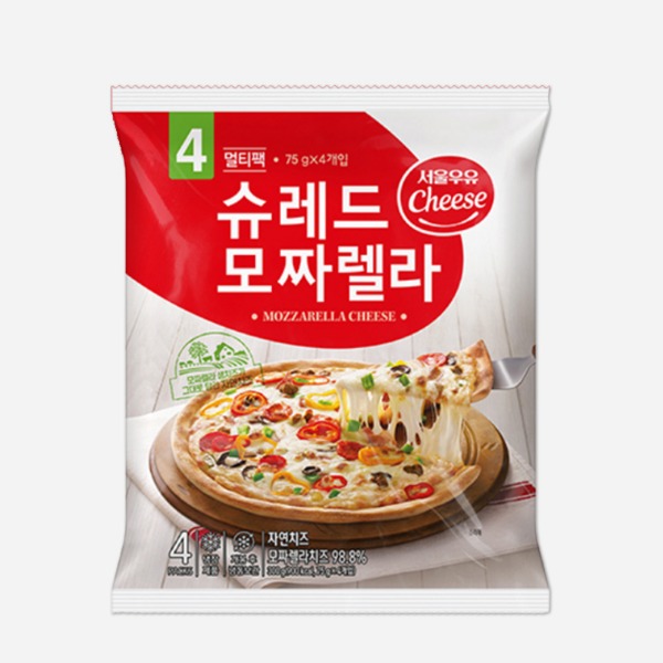 [일시품절/입고일미정]서울우유 슈레드 모짜렐라 피자치즈 1봉 (75g*4개)
