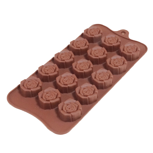 [일시품절/입고일미정]실리콘팬 장미15구 (소) 모양틀 몰드 초콜릿 고명틀