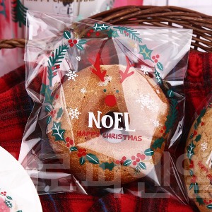 [소량재고/입고일 미정][새로] 크리스마스 루돌프 쿠키 접착봉투 50매 5종 (쿠키봉투) 쿠키포장