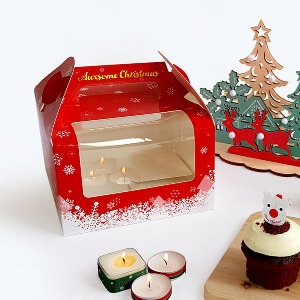 크리스마스 어썸 머핀 창 레드 상자 5개입 2종 (머핀박스) 머핀상자