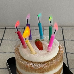 무지개불꽃 캔들 12개세트 / 생일초 케이크 데코레이션