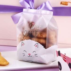 반투명 고양이 쿠키 봉투 100개